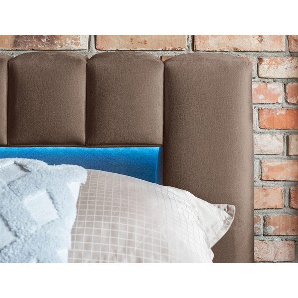 Gaiši brūna polsterēta divvietīga gulta ar veļas kasti un ar redelēm 160x200 cm Lamica – ELTAP-image-4