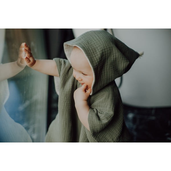 Haki muslīna bērnu pončo M izmēra – Malomi Kids-image-1
