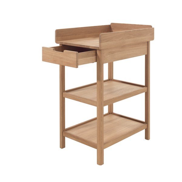 Dabīga toņa ozola masīvkoka pārtinamais galds ar pārtinamo galdiņu Forrest – Vipack-image-2