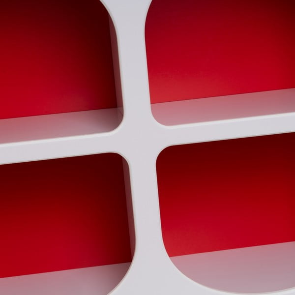 Sarkans/balts grāmatplaukts 76x70 cm – Casa Selección-image-4