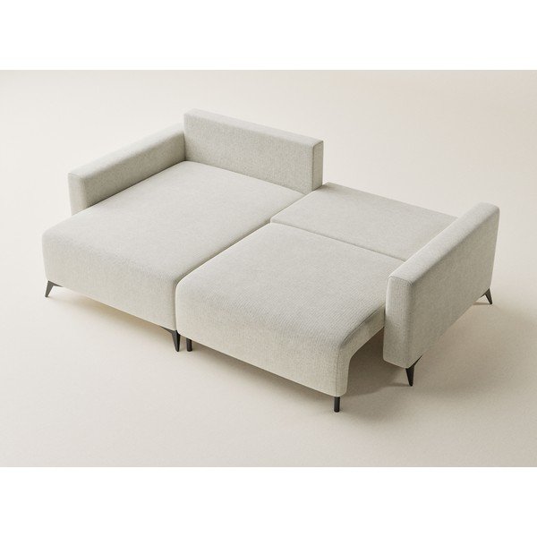Krēmkrāsas salokāms stūra dīvāns no šenila auduma ar uzglabāšanas vietu (ar kreiso stūri/ar zvilni) Leon – Maison de Rêve-image-3