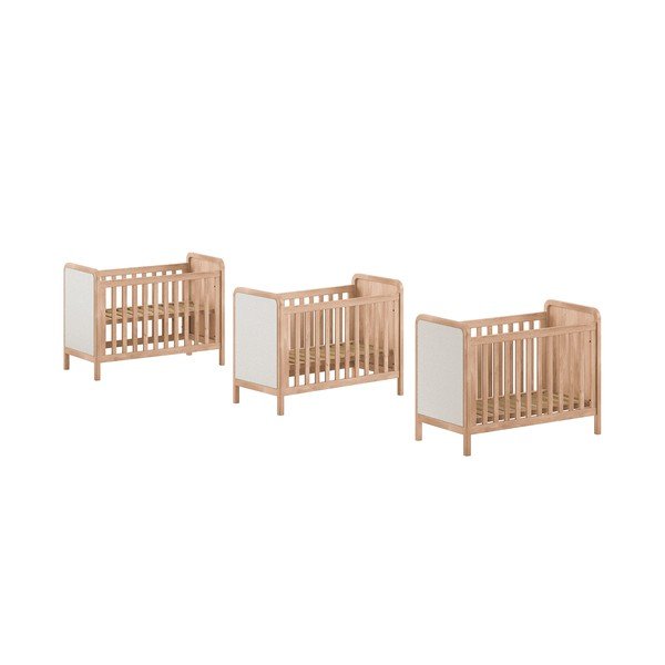 Dabīga toņa bērnu gultiņa ar regulējamu augstumu 60x120 cm Woods – Vipack-image-2