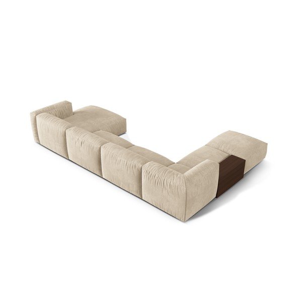 Bēšs samta modulārais stūra dīvāns (ar kreiso stūri/U veida) Martina – Micadoni -image-3