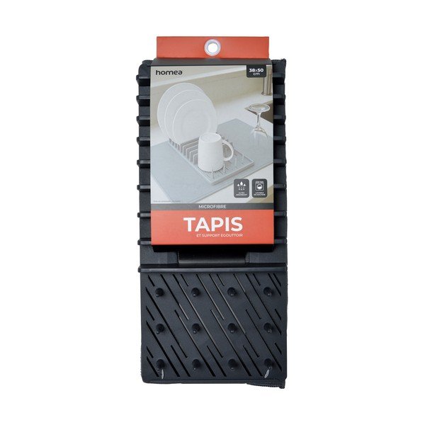 Pelēks plastmasas trauku žāvēšanas paliktnis 50x38 cm – Homéa-image-2