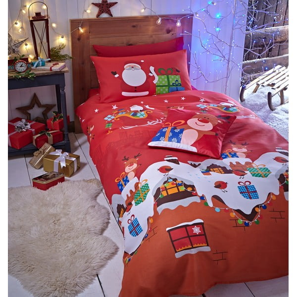 Sarkana Ziemassvētku gultasveļa Catherine Lansfield, 200 x 200 cm