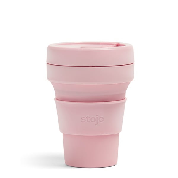 Rozā saliekama ceļojumu krūze Stojo Pocket Cup Carnation, 355 ml