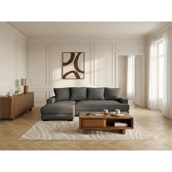 Tumši pelēks velveta salokāms/ar uzglabāšanas vietu stūra dīvāns (ar kreiso stūri/ar zvilni) Campi – Bobochic Paris-image-1