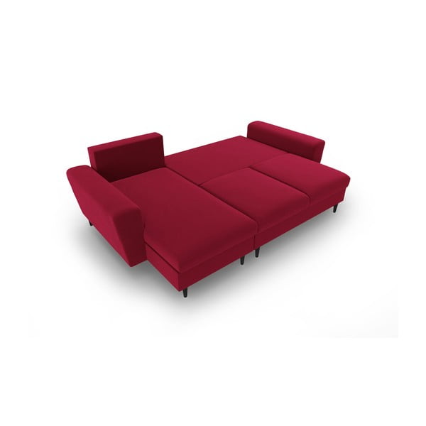 Sarkans samta salokāms stūra dīvāns ar uzglabāšanas vietu Kyoto – Cosmopolitan Design-image-2