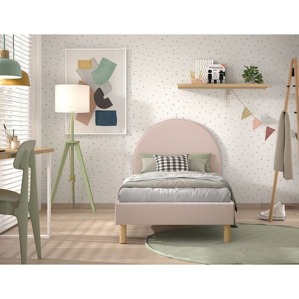 Rozā polsterēta vienvietīga gulta ar redelēm 90x200 cm MOON – Vipack-image-3