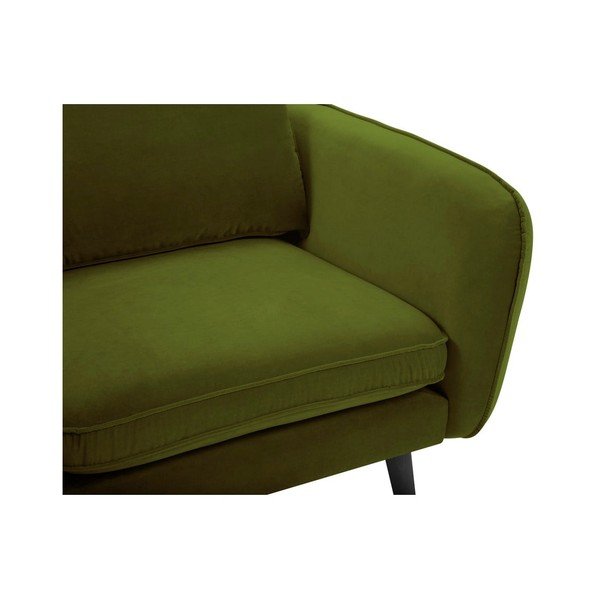 Zaļš samta atpūtas krēsls ar melnām kājām Kooko Home Lento-image-4