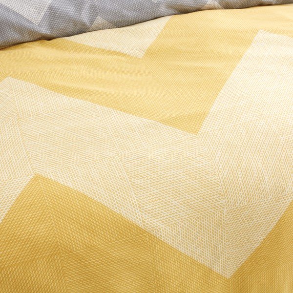 Dzelteni pelēka gultas veļa 200x135 cm Chevron Geo – Catherine Lansfield-image-1