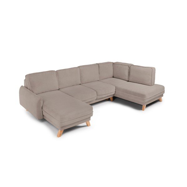 Pelēkbrūns velveta salokāms/ar uzglabāšanas vietu stūra dīvāns (ar labo stūri/U veida) Tori – Bonami Selection-image-1