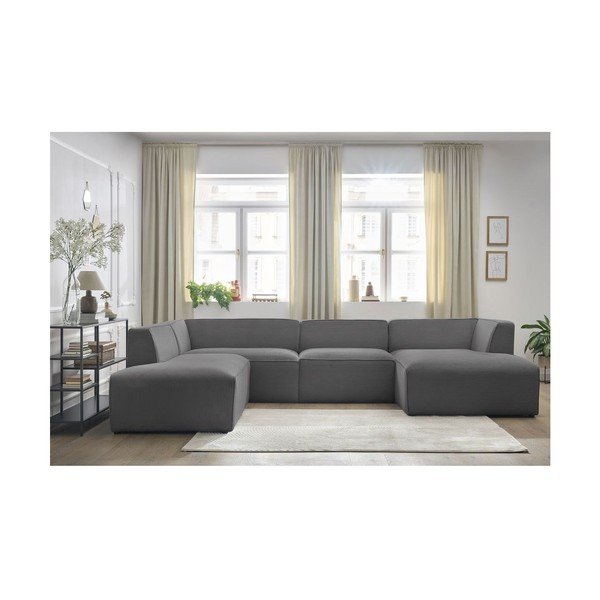 Tumši pelēks velveta modulārais stūra dīvāns (ar kreiso stūri/U veida) Megeve – Bobochic Paris-image-1
