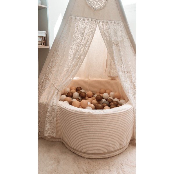 Krēmkrāsas velveta bumbu baseins ø 90 cm augstums 30 cm – Meowbaby-image-2