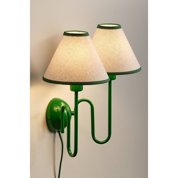 Zaļa/bēša lina sienas lampa ar vadu Juliet – Jotex-image-1