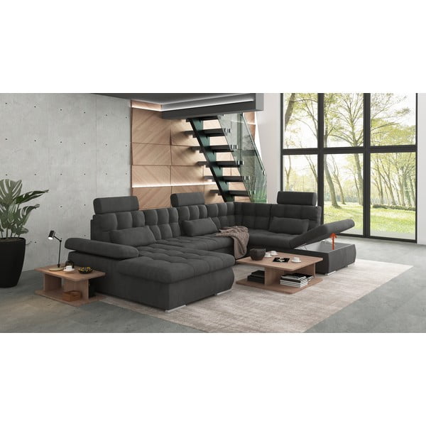 Antracīta pelēks salokāms stūra dīvāns ar uzglabāšanas vietu (ar labo stūri/U veida) Merkur – Ropez-image-4