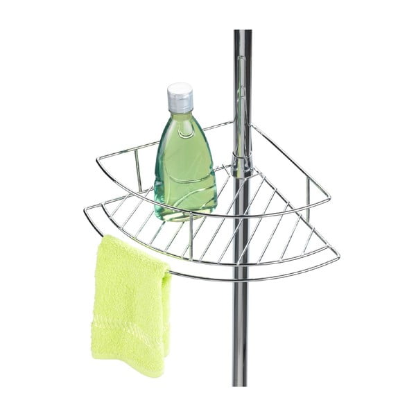 Spīdīgas sudraba krāsas stūra nerūsējošā tērauda izvelkams vannas istabas plaukts Dolcedo – Wenko-image-3