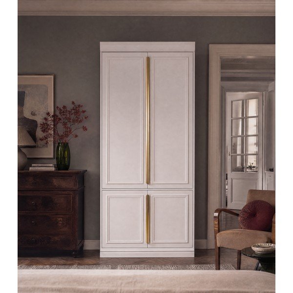 Gaiši pelēks priedes masīvkoka drēbju skapis 110x215x44 cm Organize – WOOOD-image-3
