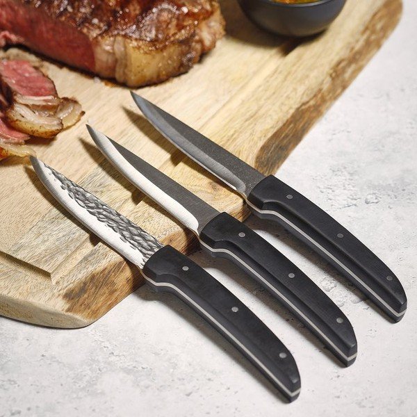 Melni/sudraba krāsas tērauda steika naži (4 gab.) Carne – BonBistro-image-1