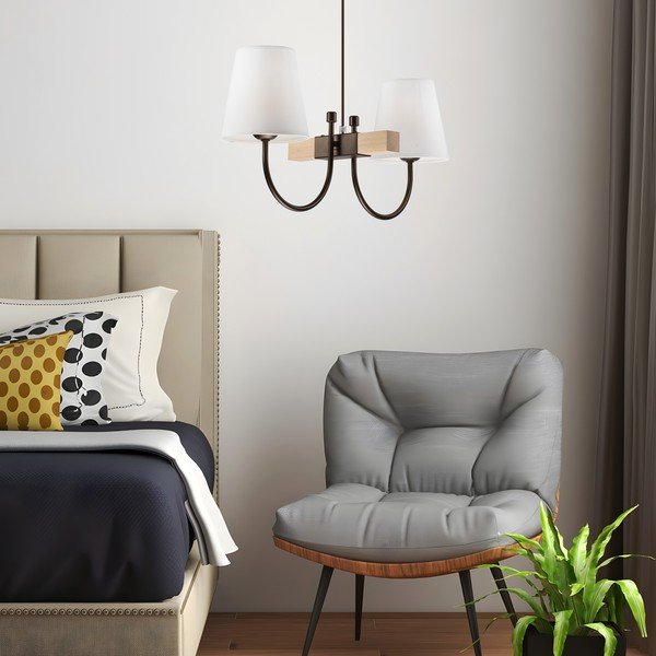 Tumši brūna piekaramā lampa ar auduma abažūru ø 15 cm Julietta – LAMKUR-image-1