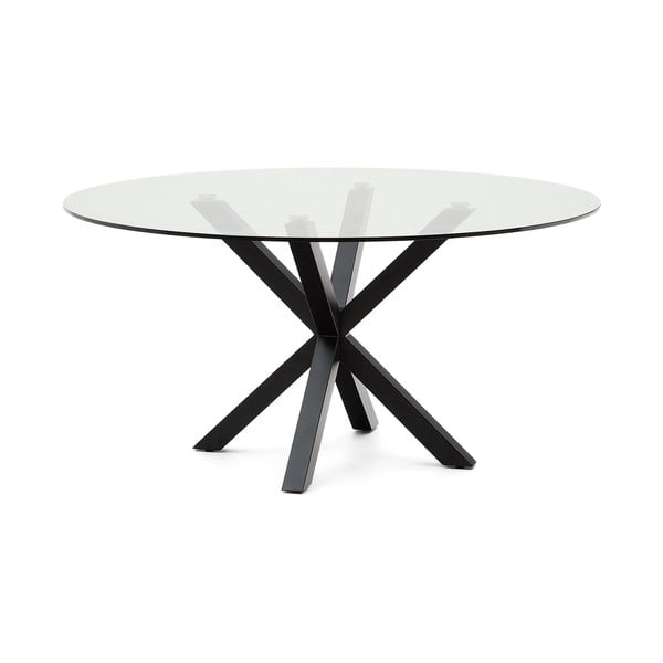Melns apaļš ēdamgalds ar stikla galda virsmu ø 150 cm Argo – Kave Home