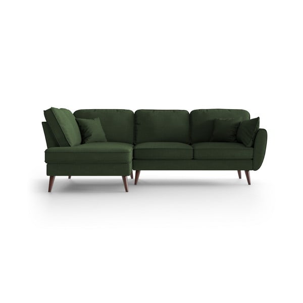 Zaļš stūra dīvāns My Pop Design Auteuil, kreisais stūris