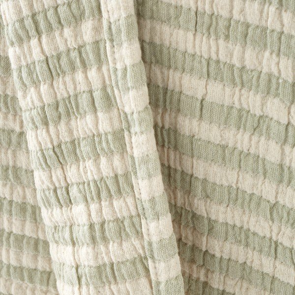 Zaļš kokvilnas pleds 150x200 cm Cotton Muslin Stripe – Bianca-image-3