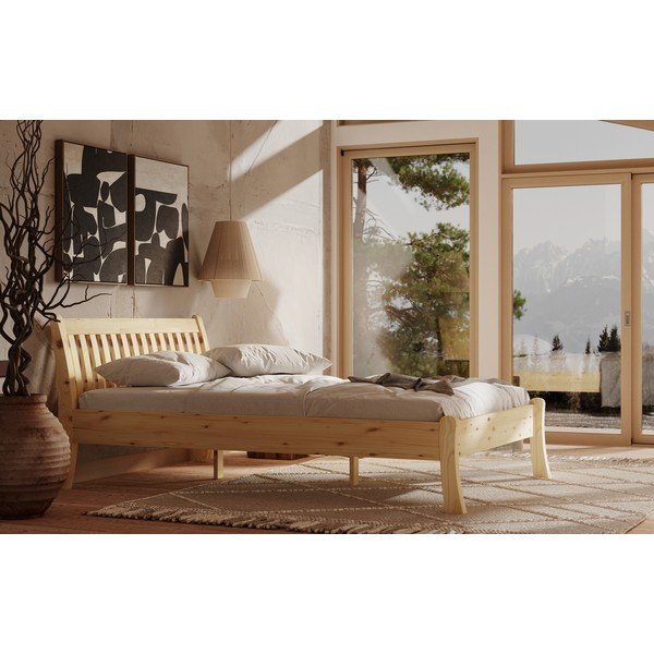 Dabīga toņa priedes masīvkoka vienvietīga gulta 90x200 cm Tonja – Olivia Living-image-3