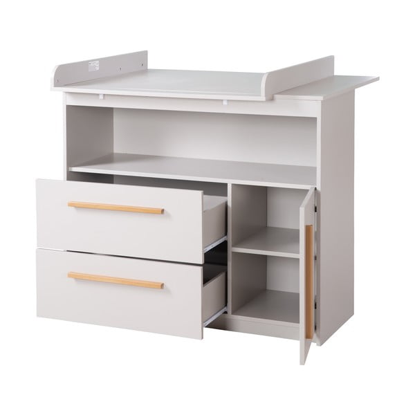 Gaiši pelēka bērnu kumode ar pārtinamo galdiņu 107x98x75 cm Lea – Roba-image-4