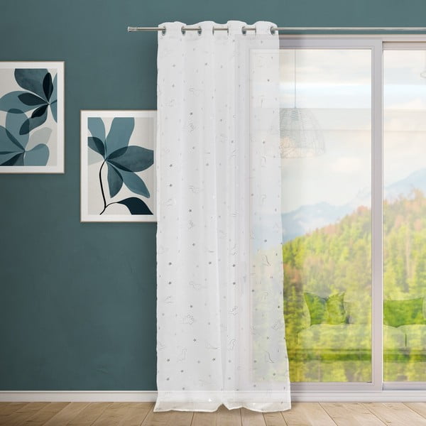 Balts/sudraba krāsas dienas aizkars 140x260 cm Dinos – Casa Selección-image-1