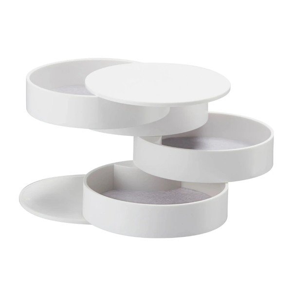 Balta divstāvu juvelierizstrādājumu kaste YAMAZAKI Tower, ⌀ 10 cm
