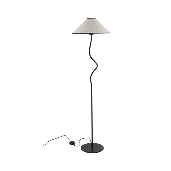 Balta/melna tekstila stāvlampa ar regulējamu spilgtumu (augstums 148 cm) Juliet – Jotex