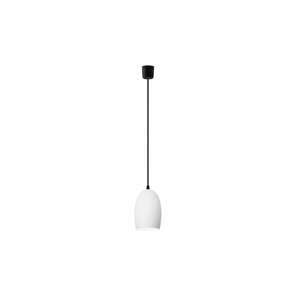 Balta spīdīga piekaramā lampa ar melnu kabeli Sotto Luce UME