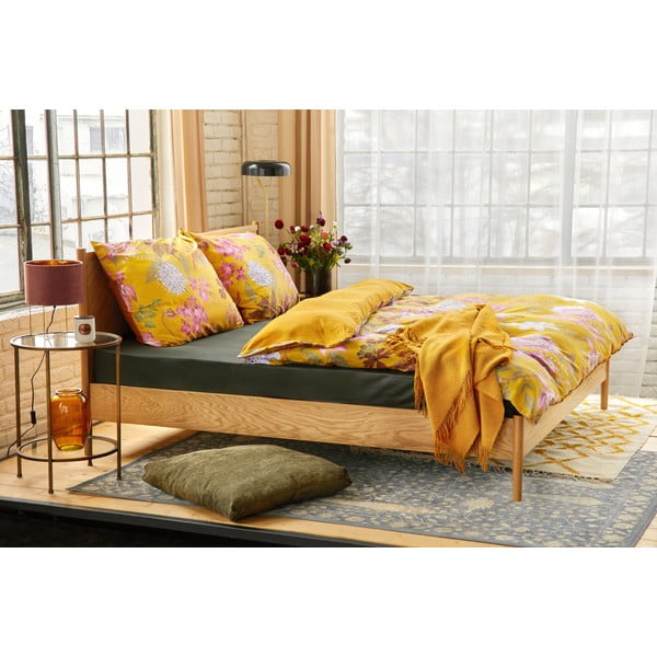 Kokvilnas satīna gultasveļa okera krāsā 200 x 200 cm Blossom - Bonami Selection-image-4