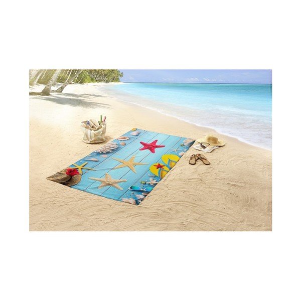 Pludmales dvielis ar apdruku Good Morning Beachy, 100 x 180 cm-image-1