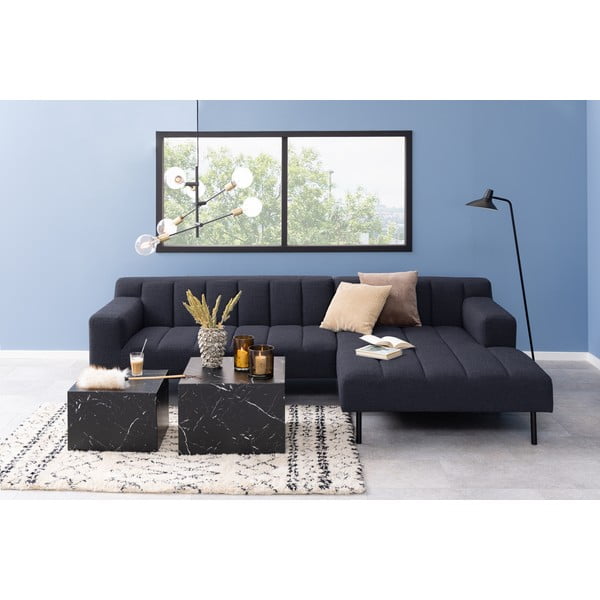 Melni žurnālgaldiņi ar marmora imitāciju (2 gab.) 58x58 cm Dice – Actona-image-4