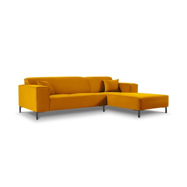 Dzeltens samta stūra dīvāns Cosmopolitan Design Siena, labais stūris