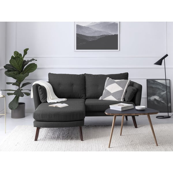 Tumši pelēks trīsvietīgs dīvāns Mazzini Sofas Elena, ar atpūtas krēslu kreisajā stūrī-image-1