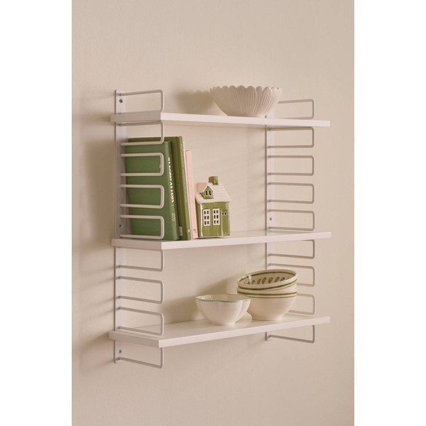 Balts daudzlīmeņu metāla sienas plaukts 54 cm Iseo – Ellos Home-image-1
