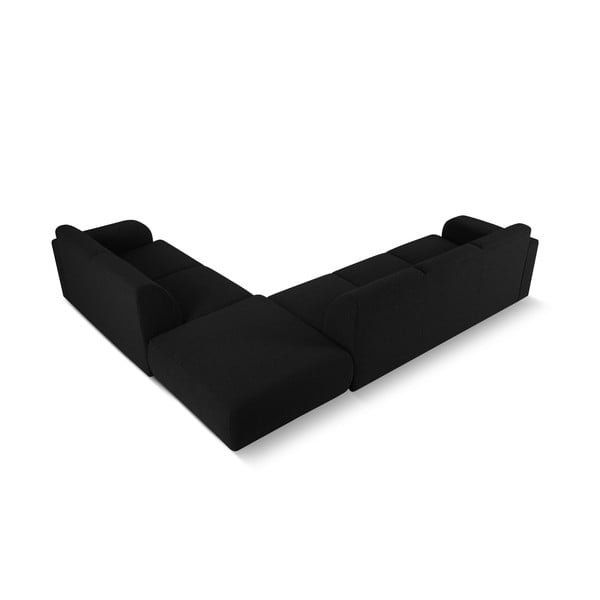 Melns stūra dīvāns no buklē auduma (ar labo stūri) Molino – Micadoni Home-image-3