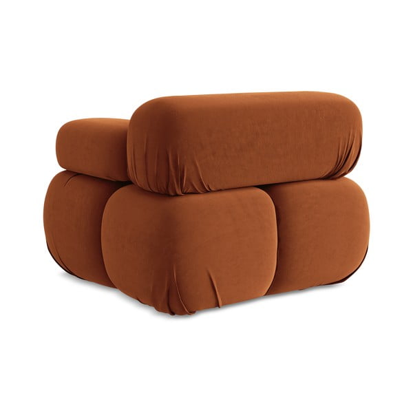 Oranža samta modulārā dīvāna daļa (ar labo stūri) Lokua – Makamii-image-4
