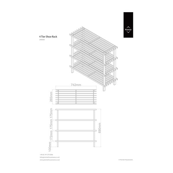 Dabīga toņa apavu plaukts – Premier Housewares-image-3