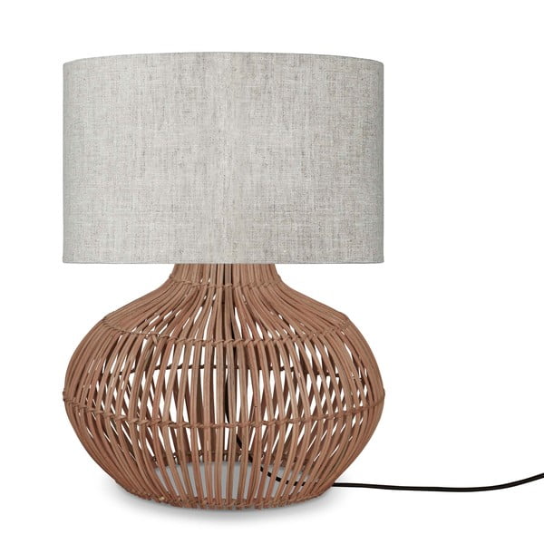 Krēmkrāsas/dabīga toņa galda lampa ar auduma abažūru (augstums 48 cm) Kalahari – Good&Mojo