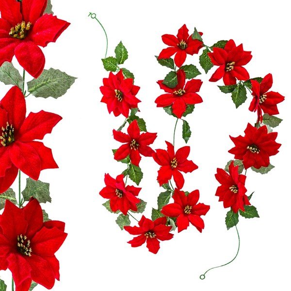 Ziemassvētku eglītes virtene 180 cm Poinsettia – Casa Selección-image-2
