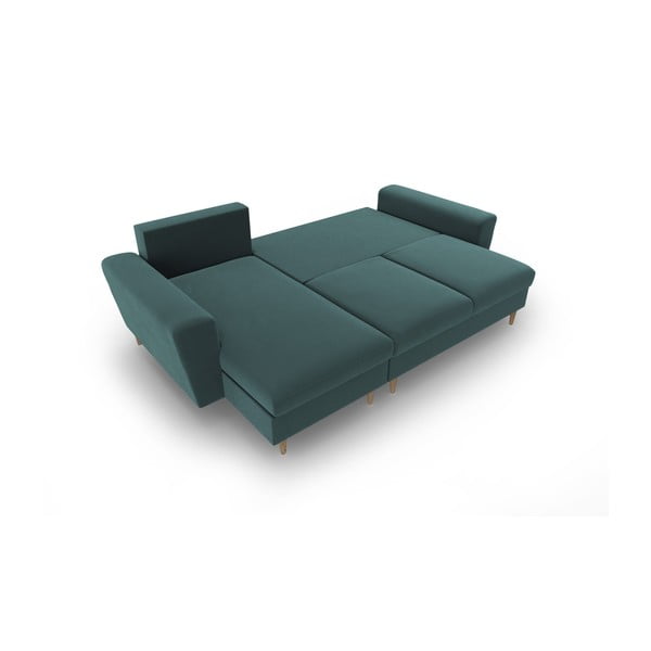 Zaļganzils samta salokāms stūra dīvāns ar uzglabāšanas vietu Kyoto – Cosmopolitan Design-image-2