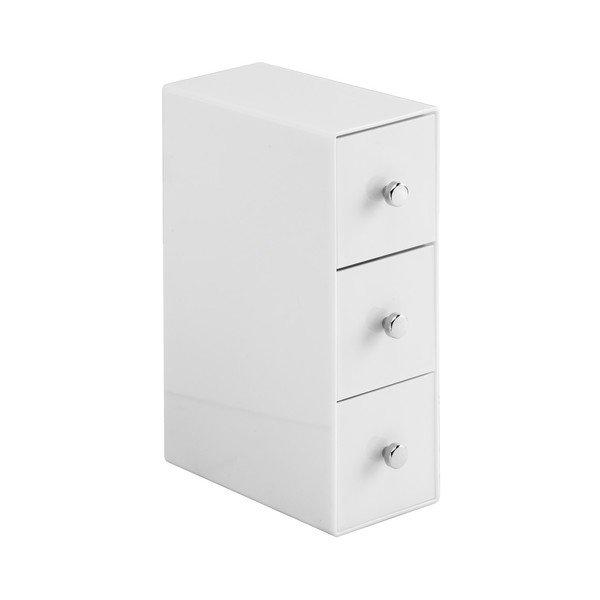 Balta uzglabāšanas kaste ar 3 atvilktnēm InterDesign Atvilktņu tornis, augstums 18 cm-image-1