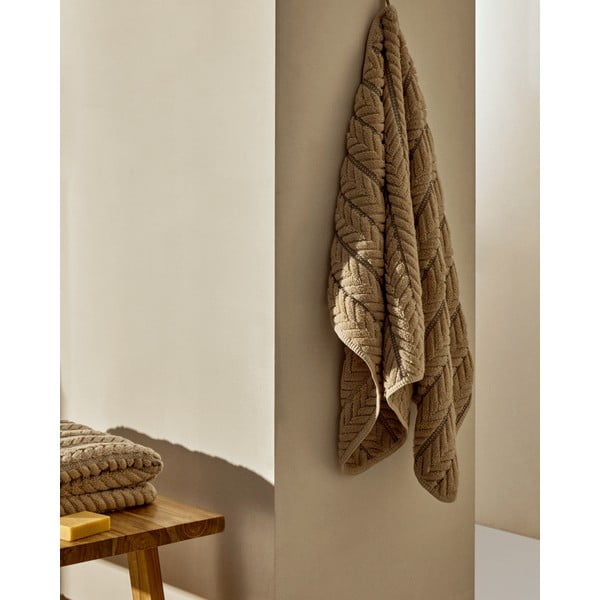 Bēšs frotē kokvilnas dvielis 90x150 cm Rune – Kave Home-image-4