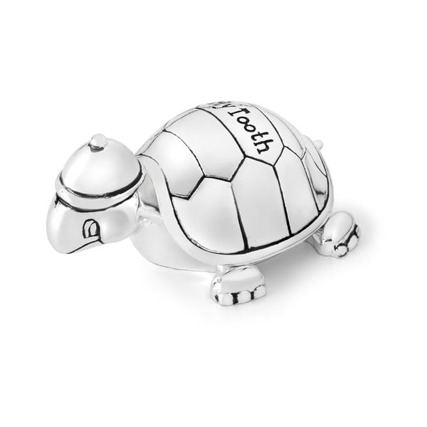 Sudraba krāsas metāla kastīte pirmajam zobam ø 8x3 cm Turtle – Zilverstad