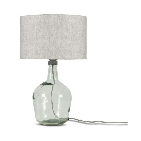 Galda lampa ar gaiši smilškrāsas abažūru un pārstrādāta stikla struktūru Good&Mojo Murano, ⌀ 30 cm