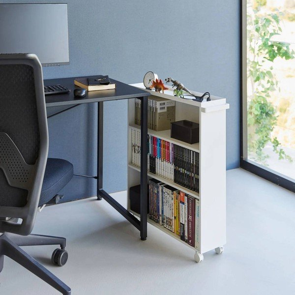Balts metāla plaukts uz riteņiem 59x70x16 cm Tower – YAMAZAKI-image-3
